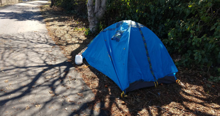 Homeless tent along Iron Horse Trail