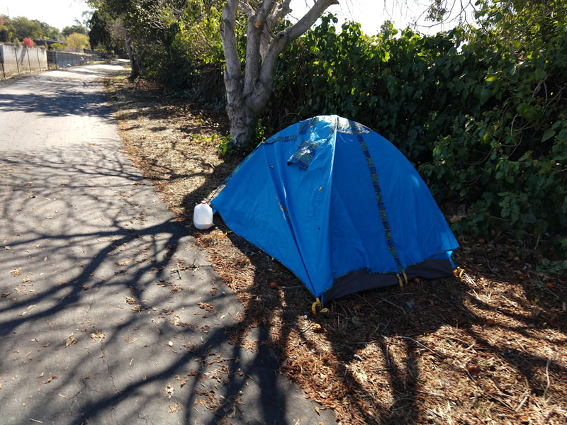 Homeless tent along Iron Horse Trail