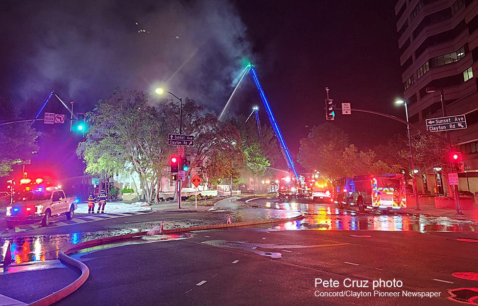 Contra Costa Fire Fighters battle structure fire in downtown Concord