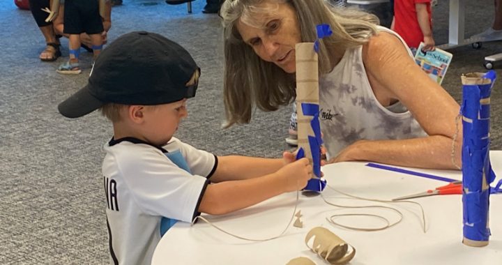 Creating sculptures with multigenerational hands at Pleasant Hill Library